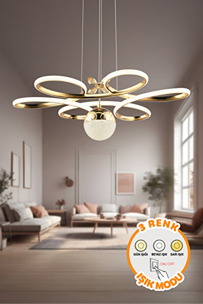 Capella Aydınlatma Alvaro Modern Sarkıt 3 Renk Işık Avize Salon Mutfak Oda Hol Ledli Avize