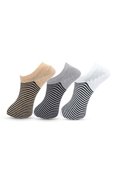 White Leaf 3 Pairs Men's No-Show Cotton Non-Slip Loafer Socks - Free Size