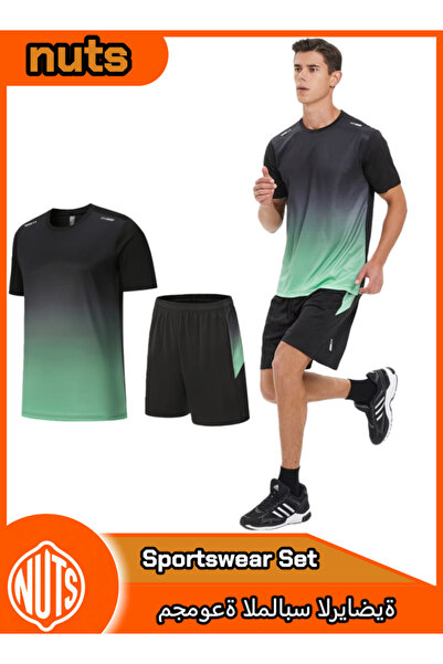 me-nimal ملابس رياضية رجالية من قطعتين: سريعة الجفاف، خفيفة الوزن. رمادي متدر...