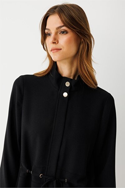 Esswaap Büzgü Detaylı Giy Çık Tunik Siyah