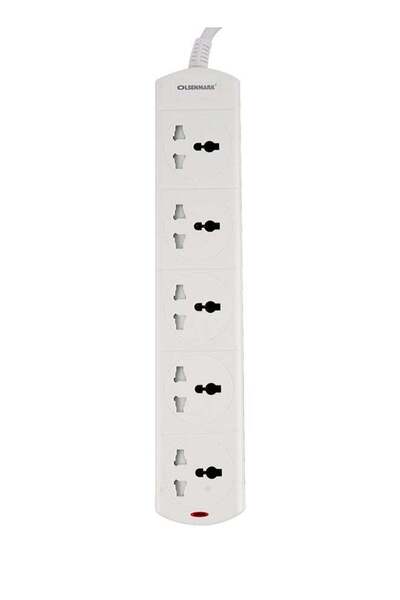 Olsenmark 5 Way Power Extension Cord Socket OMES1813D, 2M Length White