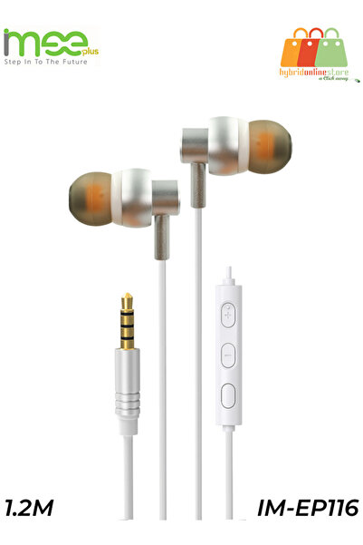 iMee سماعة أذن ستيريو IM-EP116 مقاس 3.5 مم مع ميكروفون ومرشح للضوضاء ومقاومة للماء وصوت جهير قوي