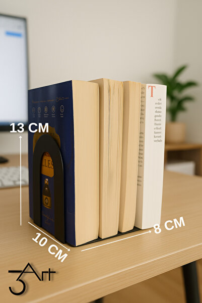 3art Metal Metal Kitap Tutucu 2’li Set – Kaymaz Masaüstü Kitap Destekliği – Dekoratif Kütüphane Düzenleyici