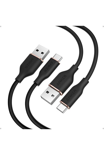 Anker كابل CarPlay USB-A إلى USB-C (USB 2.0، 3 أقدام، عبوة من قطعتين، أسود)