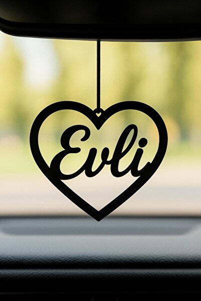 VENON Metal Married Written Heart Rearview Mirror Ornament Metal Car Hanger M...