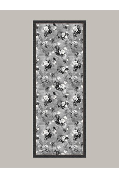 Ayshara شال موهير-اي جول مزين بنقشة زهور من جانب واحد - أسود رمادي