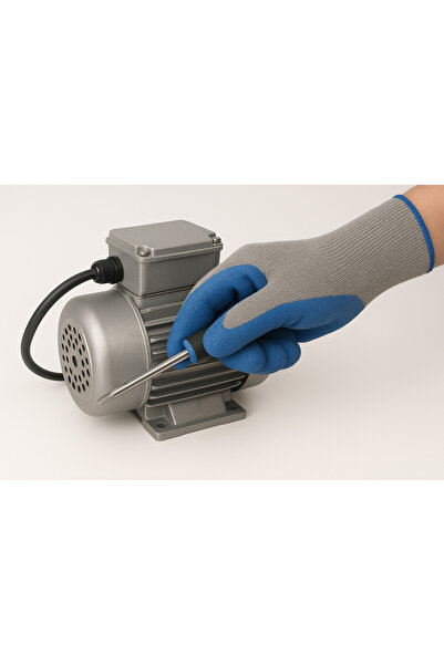 genric Heavy Duty Rubber Latex Double Coated Work Gloves with Grip – For Construction Blue (1X12-Pair)