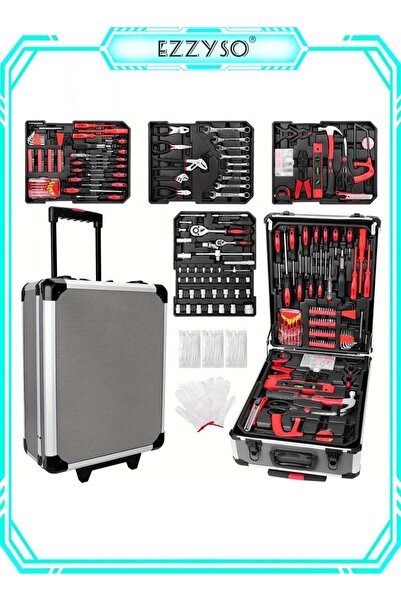 EzzySo مجموعة أدوات احترافية مكونة من 187 قطعة، مجموعة أدوات يدوية منزلية، مج...
