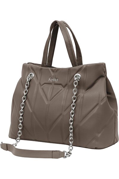 FOSKA Women's Quilted Shoulder Bag - PU Leather with Chain Strap