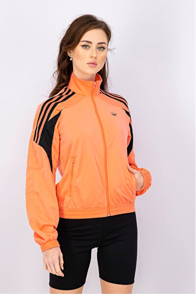 adidas Women Sports Fit Full Zip Striped Track Jacket, Peach
