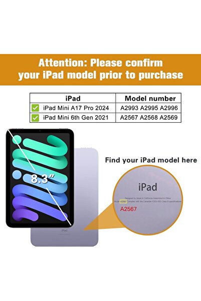 PROCASE حافظة حماية مع حامل قلم، قابلة للطي ثلاثية وغطاء خلفي ناعم من مادة TPU لجهاز iPad Mini (8.3 بوصة، A17 Pro 7th)