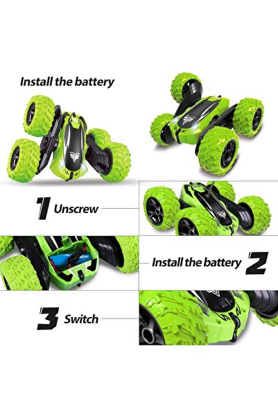 REZZOSS Remote Control Car,4WD Double Sided 360° Rotating RC Car with Headlights, Stunt Car Toy, Kid's TOY