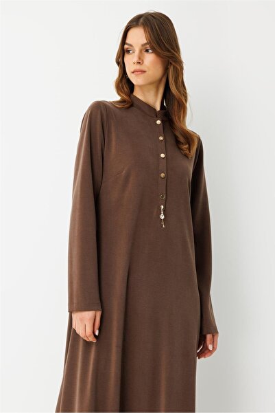 Esswaap Kumaş Elbise Kahve