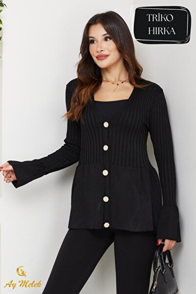 AYMELEK Γυναικεία πλεκτά με λαιμόκοψη σε σχήμα V με μακρύ μανίκι και κουμπιά ...