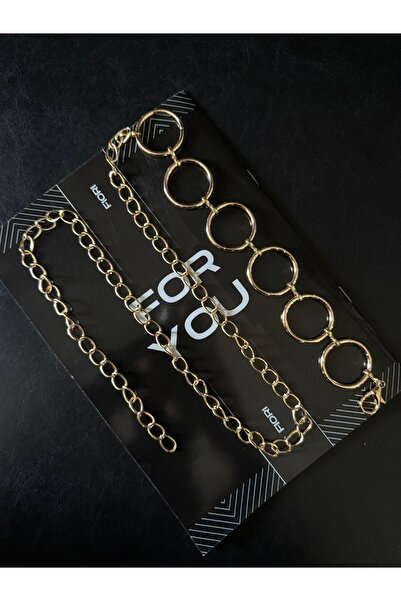 Fiori Yuvarlak Detaylı Kadın Zincir Bel Kemeri, Ceket Kemeri, Elbise Kemeri, Gömlek Kemeri, Zincir Kemer