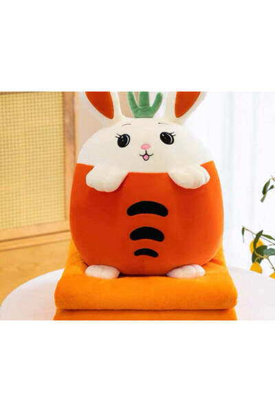 Dercasa Carrot Bunny Plush Blanket and Pillow Set