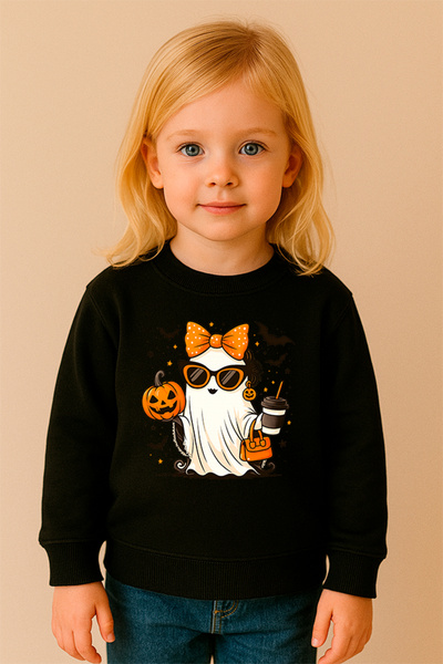 SVART WEAR Детска и възрастна суитшърт с мотив за Хелоуин, с велосипедна яка,...