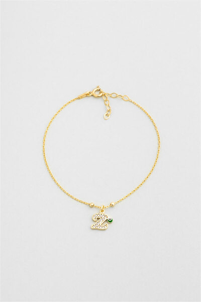 So CHIC... Z Harfi 18 Ayar Sarı Altın Kaplama 19 Cm Gümüş Nazar Bileklik