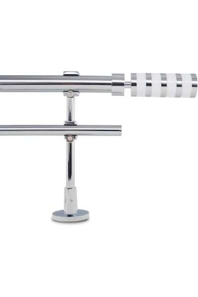 MIULEE Bară de perdea dublă din oțel, lungime reglabilă 167 - 305 cm, arginti...