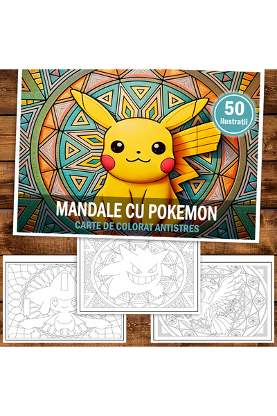 Legendary Gifts Carte de colorat, 50 de ilustrații Mandala Pokemon