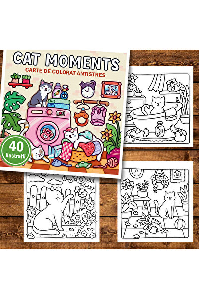 Legendary Gifts Книга за рисуване, 40 илюстрации Котешки моменти