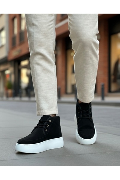 BOA BA0550 Μαύρα ανδρικά αθλητικά μποτάκια με γούνα εσωτερικά και κορδόνια