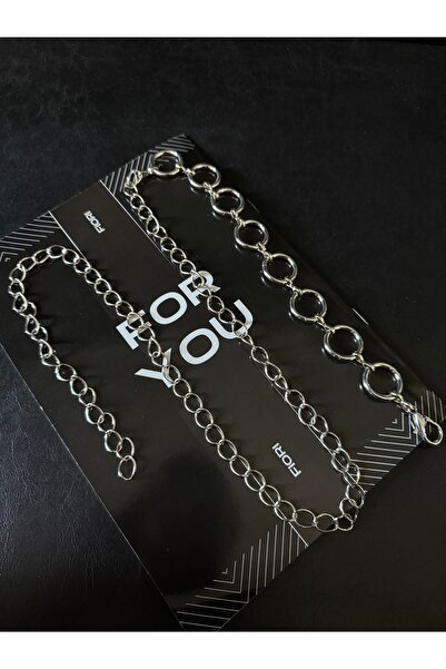 Fiori Yuvarlak Detaylı Kadın Zincir Bel Kemeri, Ceket Kemeri, Elbise Kemeri, Gömlek Kemeri, Zincir Kemer