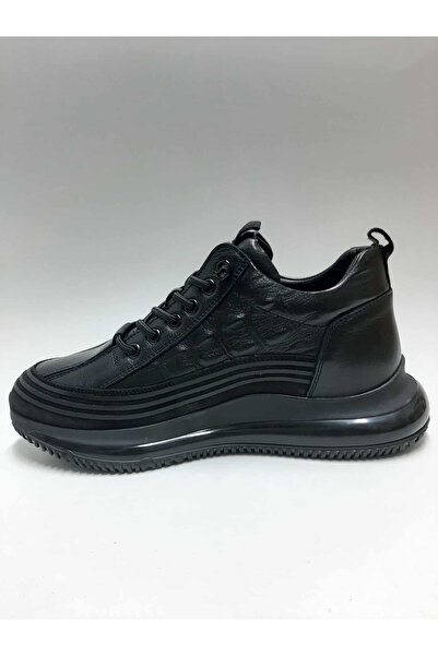 Pepita Genuine Leather Balloon Sole Black Laceless Wide Fit Winter Men's Shoes