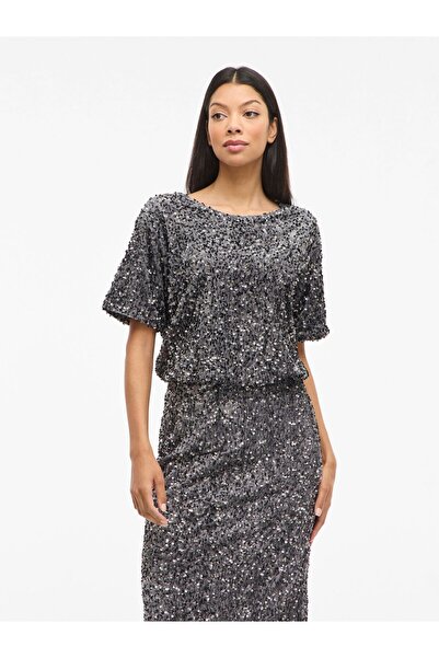 VILA Oberteil mit kurzen Ärmeln VIFAITH Pailletten