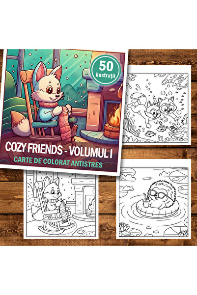 Legendary Gifts Книга за рисуване, 50 илюстрации Уютни приятели - Том I