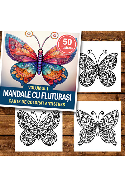 Legendary Gifts Книга за рисуване, 50 илюстрации Мандали с пеперуди - том I