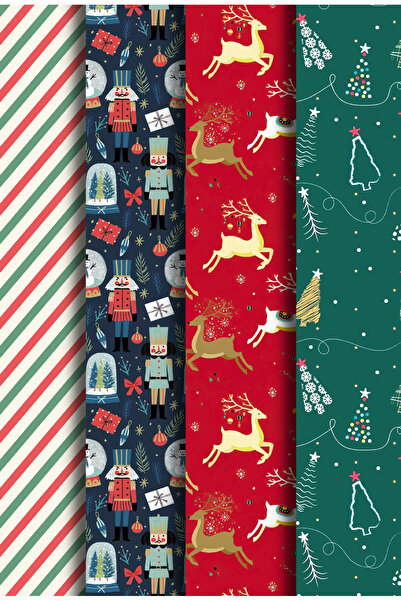 Mia Pera 50X70 cm New Year Gift Packaging Wrapping Paper (Pack of 4)