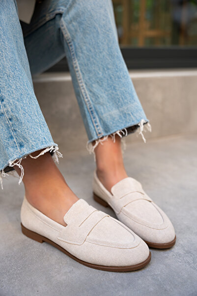 LAMİNTA Desna Beige Suede Flat Sole Beige Suede Shoes