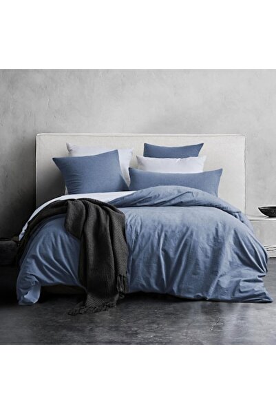 MILDLY Bedding set for 2, 3 pieces, 200x200 cm, 2 pillowcases 80x80 cm, denim blue -