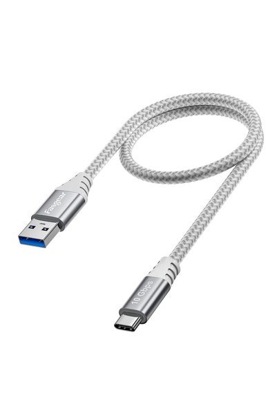 Fasgear كابل USB C بطول 1.65 قدم، سلك USB A إلى Type C 3.2 Gen 2 (50 سم، رمادي)