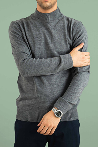 bombe Ανδρικό πλεκτό πουλόβερ με μισό ζιβάγκο εφαρμοστό