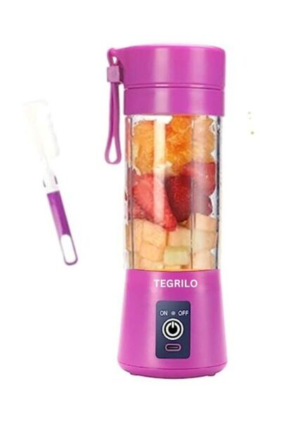 TEGRILO عصارة فواكه كهربائية محمولة صغيرة بمنفذ USB - 6 شفرات، سعة 380 مل (بنفسجي غامق)