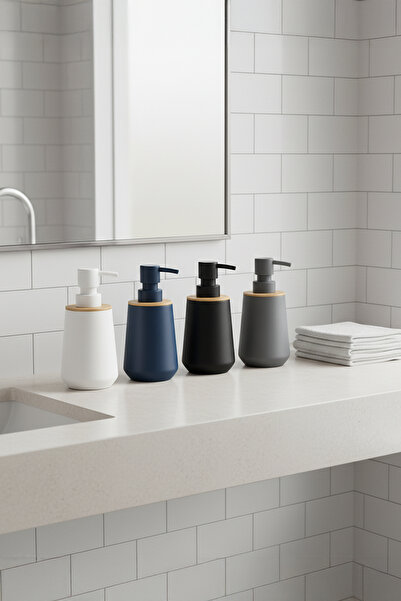 Vadi Modern Pompalı Akrilik Sıvı Sabunluk – Şık Mutfak Deterjanlık Organizer Set