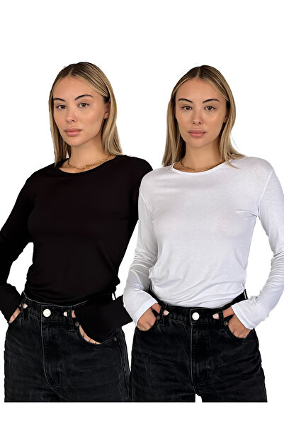 RDK Giyim Set de guler rotund body cu mâneci lungi pentru femei bumbac moale ...