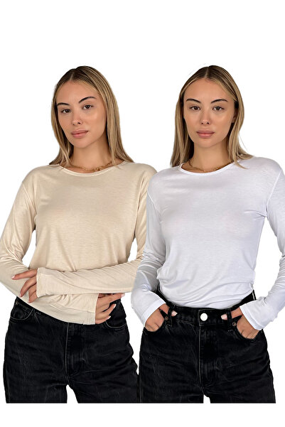 RDK Giyim Set de guler rotund body cu mâneci lungi pentru femei bumbac moale ...