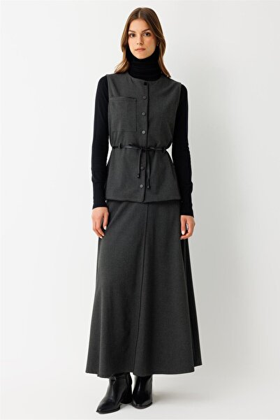 Esswaap Yeleği Çıt Çıt Kapamalı Etekli Takım Antrasit