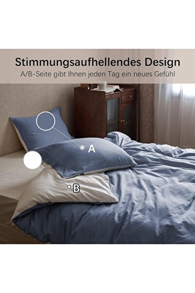 MILDLY Bedding set for 2, 3 pieces, 200x200 cm, 2 pillowcases 80x80 cm, denim blue -