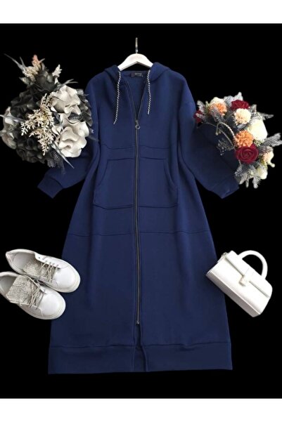 ŞAHİN TESETTÜR GİYİM FERMUARLI KANGURU CEP UZUN KAP 3206