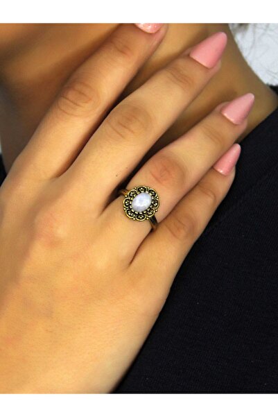 esha Natural Stone Moonstone Natural Stone Antique Model Women's Adjustable Ring Euy77Ay