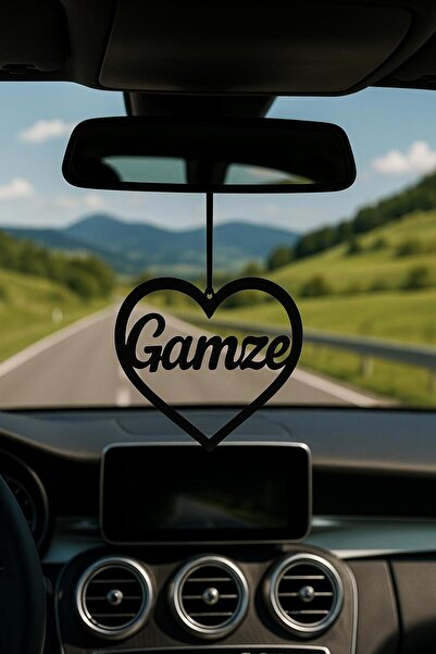 VENON زخرفة معدنية لمرآة الرؤية الخلفية على شكل قلب مع كلمة 'حب'، تعليقة معدن...