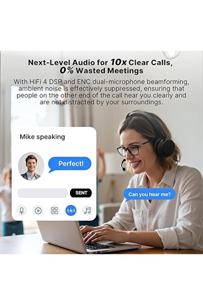 nearity EP320 Wireless Headset with Microphone for Work, Bluetooth Noise Cancelling Headphones, USB