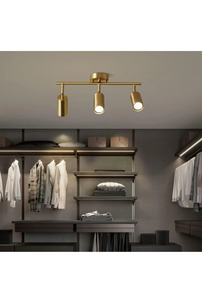 LUXXO Delphi Ceiling Light, 3x GU10, brushed gold body, 75x21x10 cm