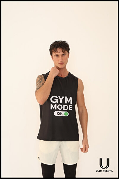 ULUK TEKSTİL Gym Mode on Printed Men's Fitness Training Tank Top – Breathable...
