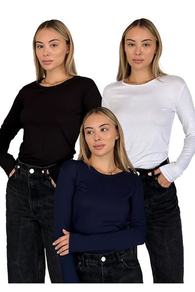 RDK Giyim Set de guler rotund body cu mâneci lungi pentru femei bumbac moale -