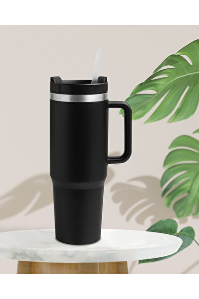 Caffe Rino ترمس ستانلس ستيل أسود مع شفاطة 1200 مل